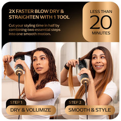 OMOteam Blowout Brush Hair Dryer oval-barrel for faster, smoother drying and styling