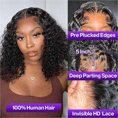 Omswet deep wave closure bob wig highlights rich texture and bounce for versatile looks.