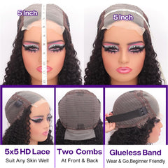 Omswet glueless cap with elastic band for secure all-day wear.