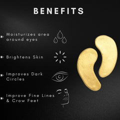 OMWAH 24K gold eye masks close-up showing radiant under-eye area.