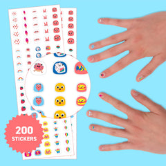 Omy Kawaii nail stickers assortment featuring varied kawaii characters and colors.