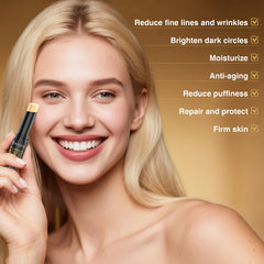 OMYIJVS Caffeine Eye Stick application demonstrates refreshing under-eye hydration
