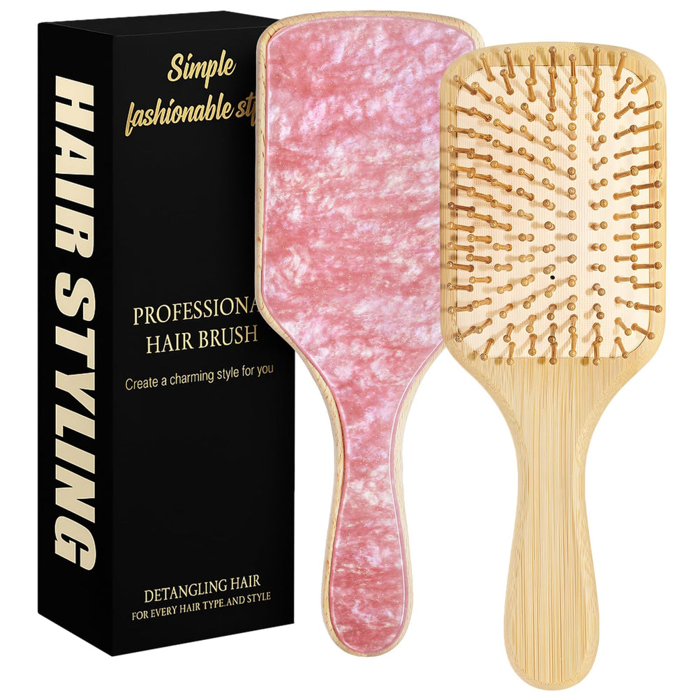Omzjsvyq bamboo hair brush paddle detangles gently for all hair types, reducing static.