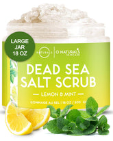 O Naturals exfoliating lemon oil scrub bottle shows bright, refreshing exfoliation for smoother skin
