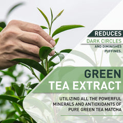 Once Upon A Tea green tea matcha eye mask under-eye area showing cooling hydration to reduce puffiness