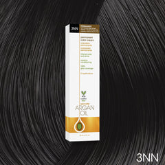 One N' Only Argan Oil Permanent Color swatches show rich tones and gray coverage.