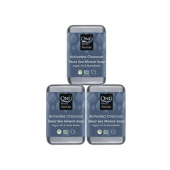 One With Nature activated charcoal soap pack outer view highlights detoxifying bar for face and body