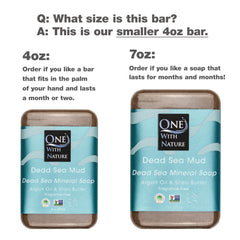 One With Nature Dead Sea Mud Soap bar closeup reveals creamy texture and natural minerals