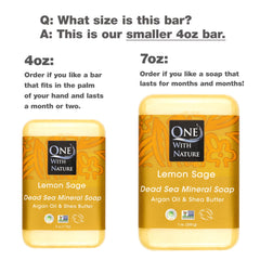 One With Nature Dead Sea Salt Lemon Sage Soap closeup revealing mineral-rich texture