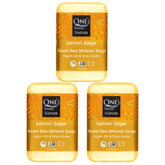 One With Nature Dead Sea Salt Lemon Sage soap packaging closeup highlights eco-friendly packaging.