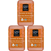 One With Nature Dead Sea Salt Turmeric Soap front view for purifying exfoliation and balance