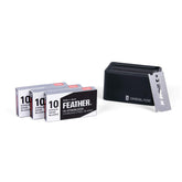 OneBlade Feather FHS-10 blades pack shows sharp Japanese steel for precise shaving