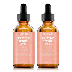 +1HEROLABS retinol serum bottle closeup demonstrates rapid absorption and skin renewal potential.
