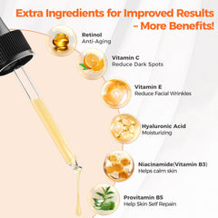 +1HEROLABS retinol serum dropper emphasizes precise nightly application for skin renewal.