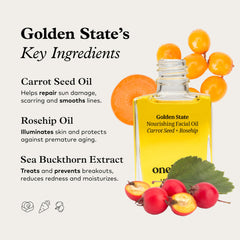 Onekind Golden State Carrot Seed focus suggests brightening and nourishment.