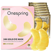 Onspring Under Eye Patches 24K gold closeup shows luxurious hydration for brighter under-eye area