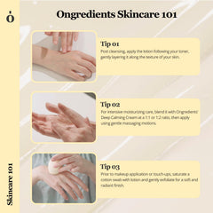 ONGREDIENTS Skin Barrier Calming Lotion being applied by hands suggests daily comfort and ease of use.