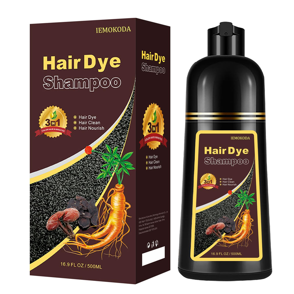Onilyua Dark Coffee Hair Dye Shampoo bottle demonstrates 3-in-1 styling and color