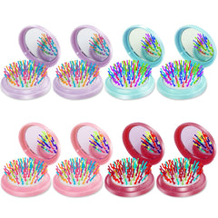 ONLYFU folding hair brush with mini mirror in compact travel pack for on-the-go touch-ups.