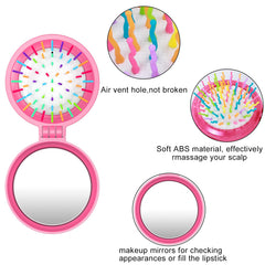 ONLYFU mini mirror integrated brush opened for quick makeup touch-ups and styling on the go.