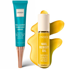 Onsen Secret cuticle oil bottle pour for smooth nails and hydration.