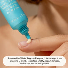 Onsen Secret jojoba oil drop demonstrates conditioning for nails