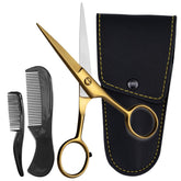 Ontaki brass grooming kit precision scissors close-up for precise trims