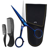 ONTAKI facial hair scissors 5-inch blade close-up for precise beard trimming.