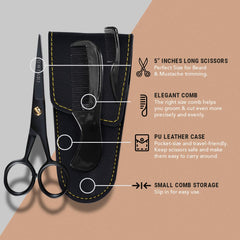 Ontaki grooming kit with mustache and beard combs keeps travel-ready tools organized.