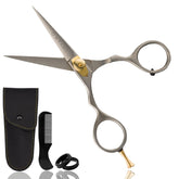 Ontaki Japanese steel beard and hair shears in silver for precise grooming and smooth cuts