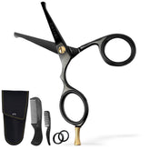 Ontaki mustache scissors, 4.2-inch black Japanese steel for precise grooming and durability.