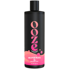 OOZE Passion Fruit Bubble Bath bottle close-up showcases soothing self-care.