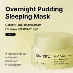 OOZNARY Vita 3 pudding cream texture swirl highlighting rich hydration overnight use.