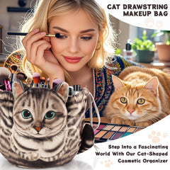 Openhahaha cat cosmetic pouch lay-flat opening for quick access.