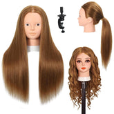 Opini Mannequin Head closeup shows 80% real human hair for realistic styling practice