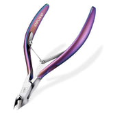 opove X7 rainbow gradient cuticle nippers close-up with sharp blades for precise trimming