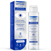Optase Life sensitive eye makeup remover bottle for gentle, rinse-free cleansing of sensitive eyes.