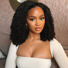 OQ Hair Afro Curly Half Wig 20in front view for natural daily wear and seamless blend