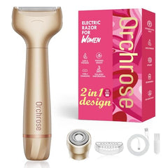 Orchrose Electric Razor 2-in-1 heads close-up for versatile grooming on face and body