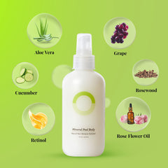 O.R.G. Skincare bath scene with bottle on shelf indicating convenient shower-ready exfoliation.