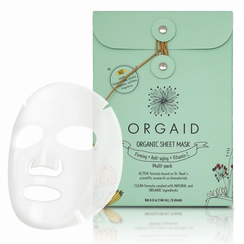 ORGAID organic sheet mask anti-aging pack boosts hydration and radiance.