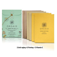 ORGAID organic sheet mask vitamin-C pack brightens uneven tone.