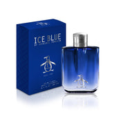 Original Penguin Ice Blue bottle closeup for fresh daytime wear