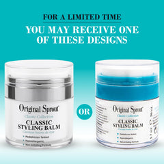 Original Sprout Classic Styling Balm ingredients shown with shea and cocoa butter for hydration.