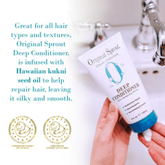 Original Sprout Deep Conditioner ingredients closeup features calendula and rosemary soothing extracts