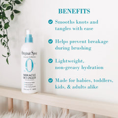 Original Sprout Miracle Detangler Spray label close-up highlights vegan, cruelty-free promise