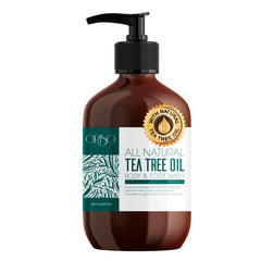 ORISO Tea Tree Oil Body Wash bottle showcases natural formula for daily cleansing.