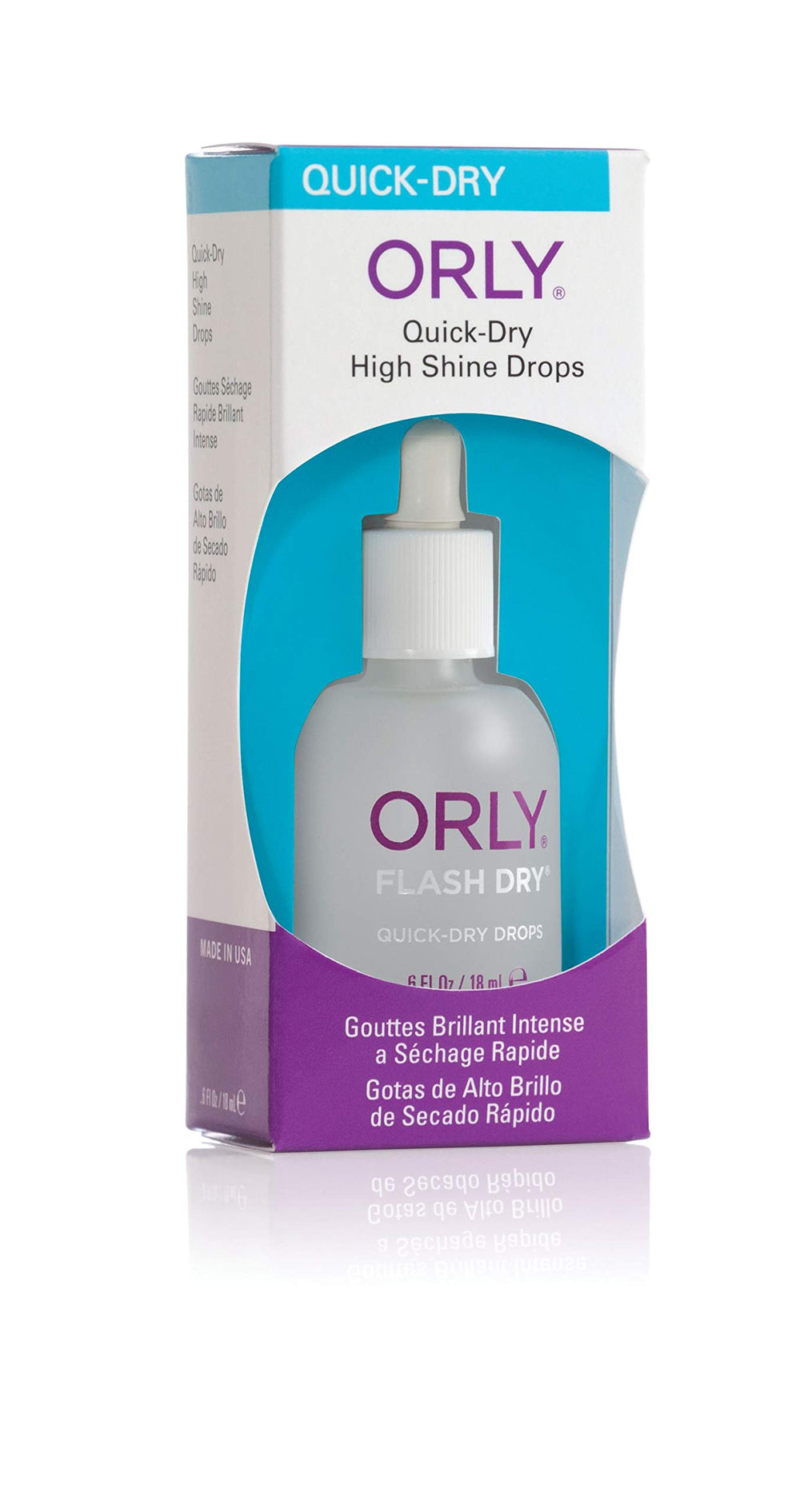 Orly Flash Dry Drops Base Coat bottle shown for quick-dry, smooth natural nails.
