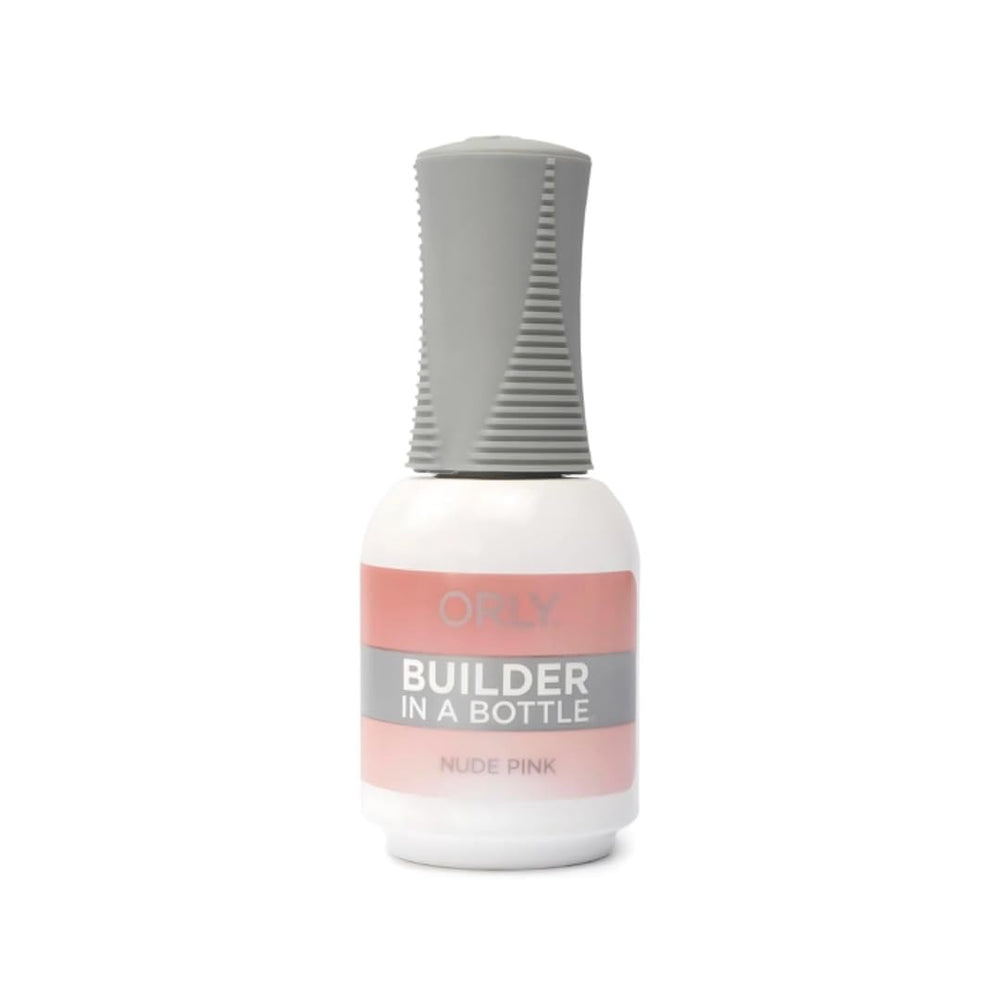 Orly GELFX Builder in a Bottle nude pink closeup showcases smooth, sculptable nail extensions.