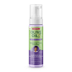 ORS Olive Oil Braidzone mousse bottle for protective styles and moisture.
